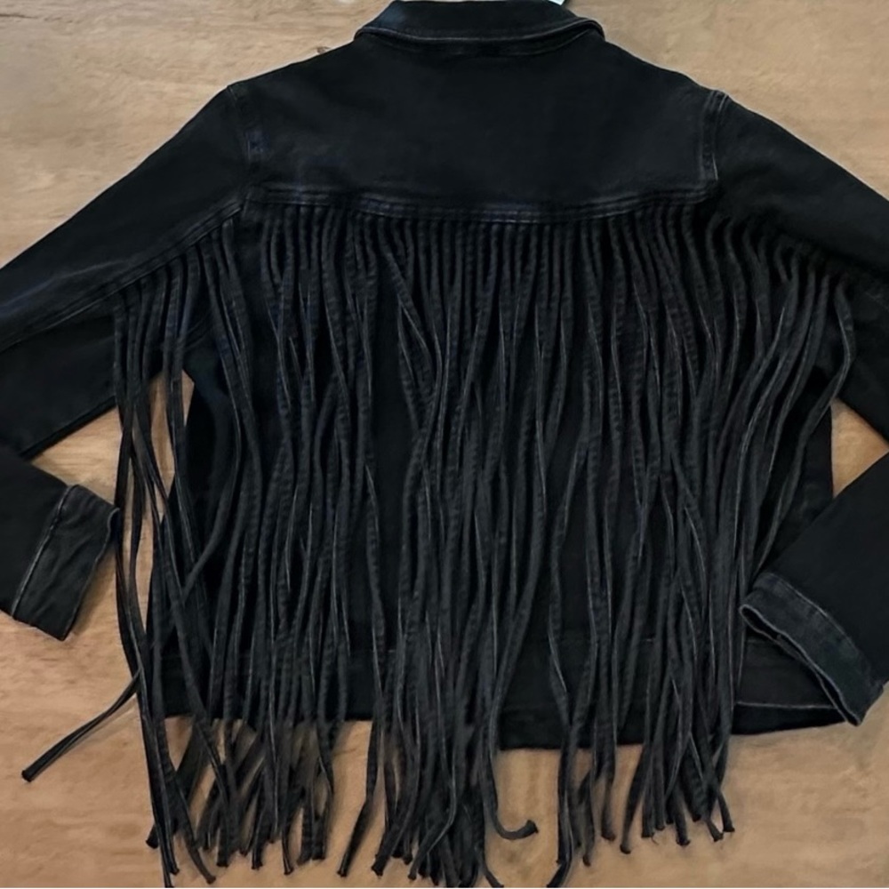 NWT MAVI Fringe Black Denim Jacket - Picture 5 of 10